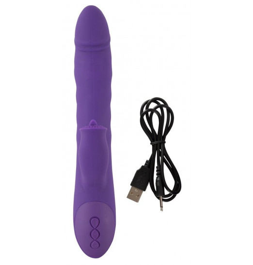 Фиолетовый вибратор-ротатор Thrusting   Rotating - 24,7 см.