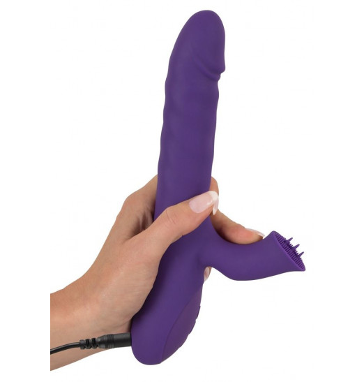 Фиолетовый вибратор-ротатор Thrusting   Rotating - 24,7 см.