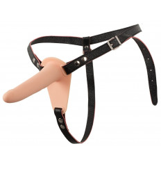 Телесный поясной страпон с вибрацией Vibrating Strap-On - 15,7 см.