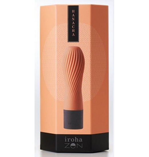 Персиковый рифленый мини-вибратор IROHA ZEN HANACHA - 12,7 см.