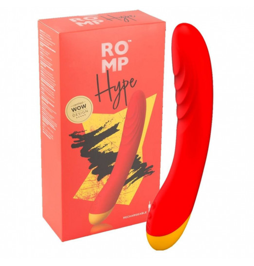 Красный изогнутый вибромассажер Romp Hype G-Spot - 21 см.