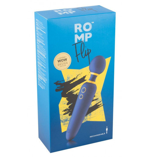 Синий вибромассажер с круглой головкой Romp Flip - 23 см. Синий вибромассажер с круглой головкой Romp Flip - 23 см.
