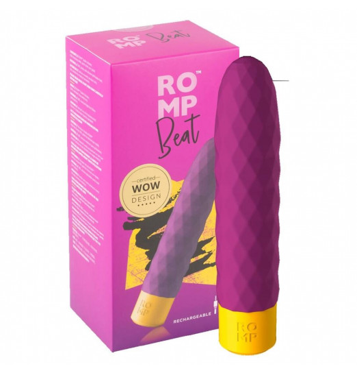 Лиловый рельефный мини-вибростимулятор Romp Beat - 15 см. Лиловый рельефный мини-вибростимулятор Romp Beat - 15 см.