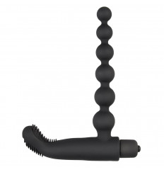 Черный вибростимулятор Beaded Buddy - 15 см.