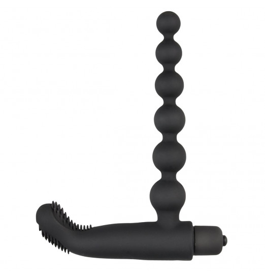 Черный вибростимулятор Beaded Buddy - 15 см.