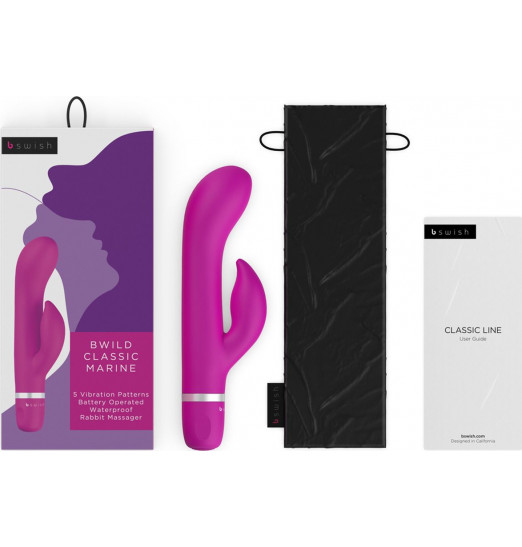 Ярко-розовый вибратор-кролик Bwild Classic Marine - 19,3 см. Ярко-розовый вибратор-кролик Bwild Classic Marine - 19,3 см.