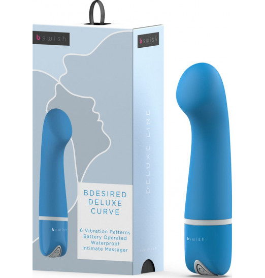 Голубой G-вибростимулятор Bdesired Deluxe Curve - 15,2 см.