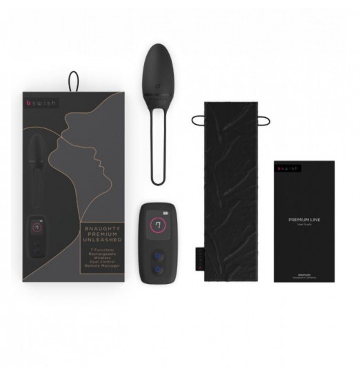 Черное виброяйцо Bnaughty Premium Unleashed с пультом ДУ