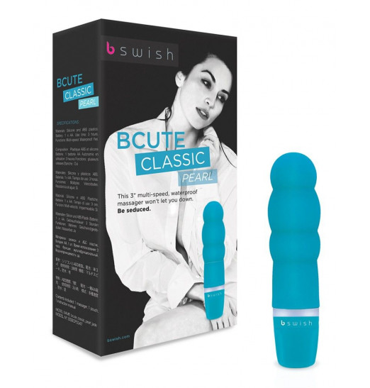 Бирюзовый рельефный мини-вибратор Bcute Classic Pearl - 10 см.