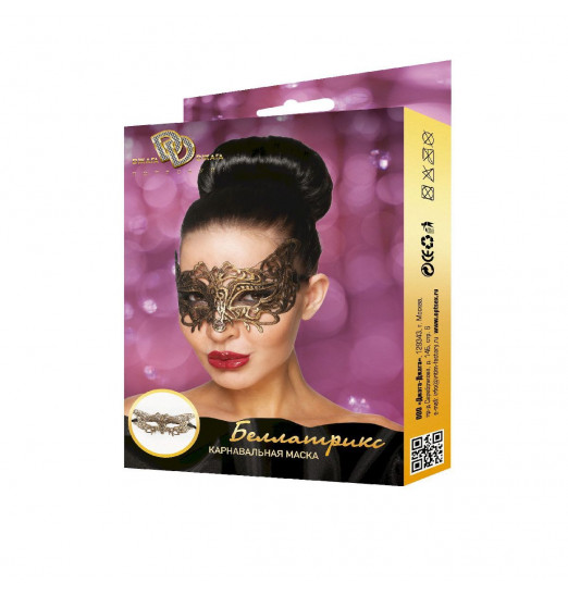 Золотистая карнавальная маска  Беллатрикс
