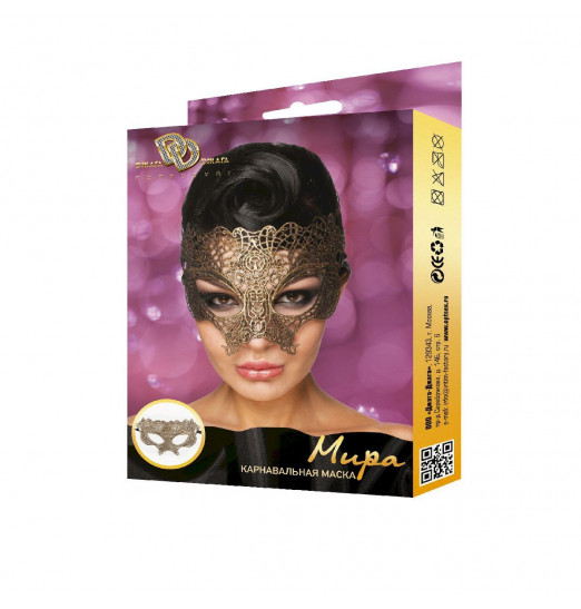 Золотистая карнавальная маска  Мира