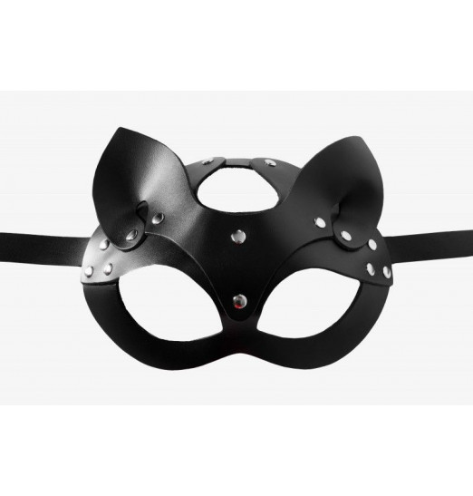 Черная кожаная маска  Кошка  с ушками
