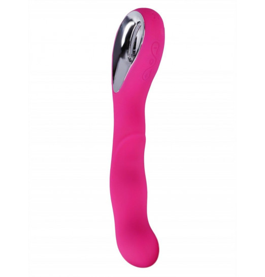 Ярко-розовый ребристый вибромассажер точки G - 20 см. Ярко-розовый ребристый вибромассажер точки G - 20 см.