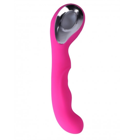 Ярко-розовый ребристый вибромассажер точки G - 20 см. Ярко-розовый ребристый вибромассажер точки G - 20 см.