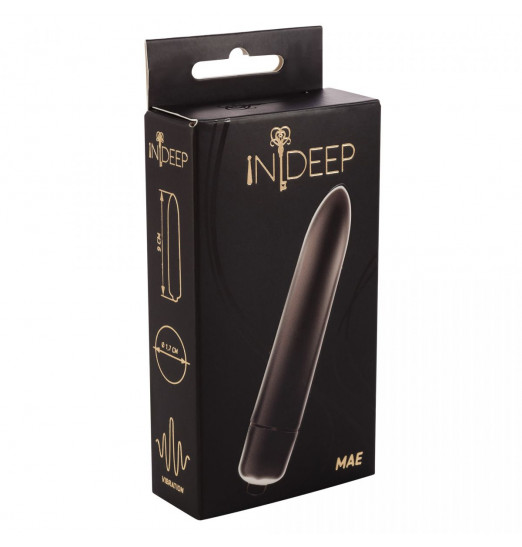 Черная гладкая вибропуля Mae - 9 см.