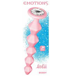 Розовая анальная цепочка с кристаллом Buddy - 17,7 см.