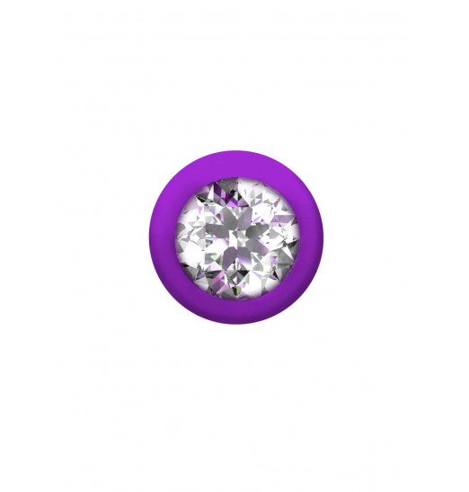 Фиолетовая анальная цепочка с кристаллом Buddy - 17,7 см.