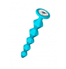 Бирюзовая анальная цепочка с кристаллом Buddy - 17,7 см.