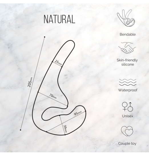 Бежевый безремневой страпон Seduction - 20,5 см.