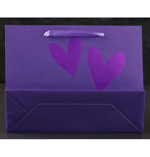 Бумажный пакет «Сияющие сердца» - 18 х 23 см.