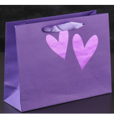 Бумажный пакет «Сияющие сердца» - 18 х 23 см.