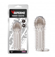 Насадка-удлинитель с кольцом для мошонки Nubby Sleeve - 12 см.