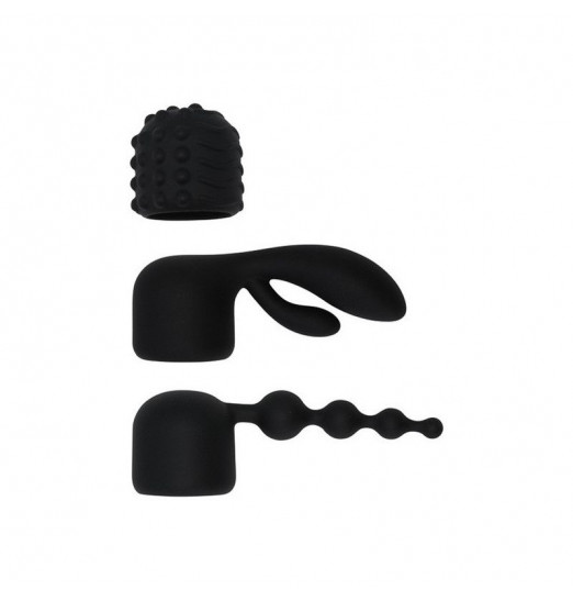 Черный жезловый вибратор Spell Wand Set с насадками Черный жезловый вибратор Spell Wand Set с насадками