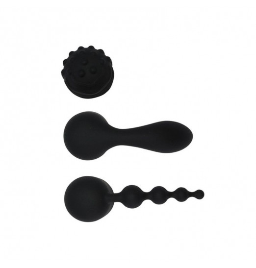 Черный жезловый вибратор Spell Wand Set с насадками Черный жезловый вибратор Spell Wand Set с насадками