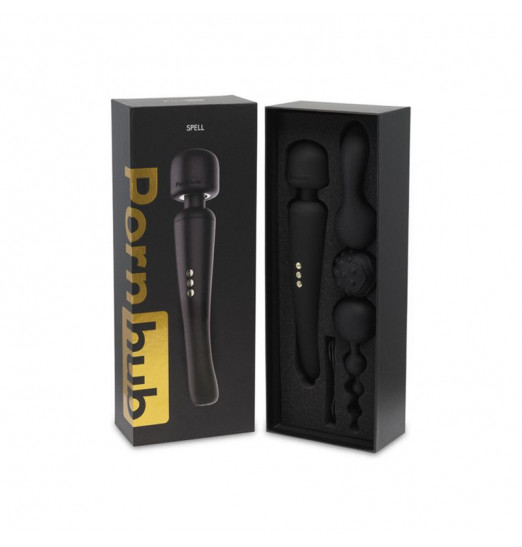 Черный жезловый вибратор Spell Wand Set с насадками Черный жезловый вибратор Spell Wand Set с насадками