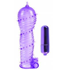 Фиолетовая вибронасадка Textured Sleeve   Bullet - 14 см.