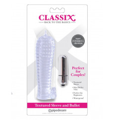 Прозрачная вибронасадка Textured Sleeve and Bullet - 14 см.