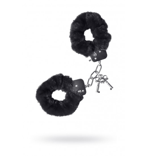 Черные меховые наручники с металлическим крепежом Черные меховые наручники с металлическим крепежом
