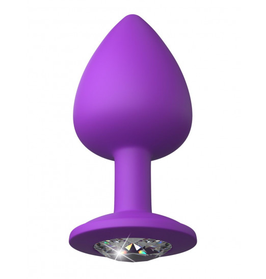 Фиолетовая анальная пробка со стразом Her Little Gem Large Plug - 9,5 см.