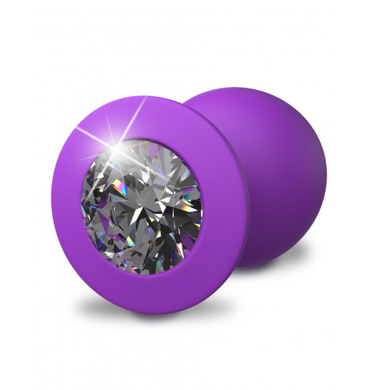 Фиолетовая анальная пробка со стразом Her Little Gem Large Plug - 9,5 см.