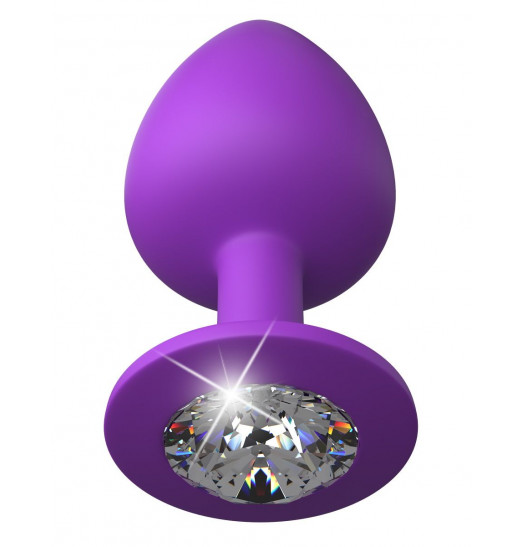 Фиолетовая анальная пробка со стразом Her Little Gem Large Plug - 9,5 см.