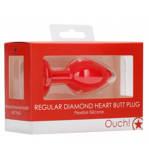 Красная анальная пробка с прозрачным стразом Diamond Heart Butt Plug - 7,3 см. Красная анальная пробка с прозрачным стразом Diamond Heart Butt Plug - 7,3 см.
