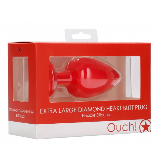 Красная анальная пробка с прозрачным стразом Extra Large Diamond Heart Butt Plug - 9,5 см. Красная анальная пробка с прозрачным стразом Extra Large Diamond Heart Butt Plug - 9,5 см.