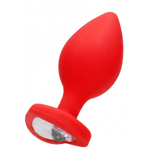 Красная анальная пробка с прозрачным стразом Extra Large Diamond Heart Butt Plug - 9,5 см. Красная анальная пробка с прозрачным стразом Extra Large Diamond Heart Butt Plug - 9,5 см.