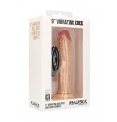 Телесный вибратор-реалистик Vibrating Realistic Cock 9  - 23,5 см.