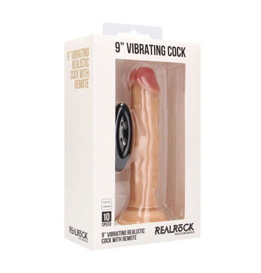 Телесный вибратор-реалистик Vibrating Realistic Cock 9  - 23,5 см.