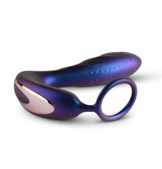 Фиолетовый анальный вибратор с эрекционным кольцом Black Hole - 14,3 см.