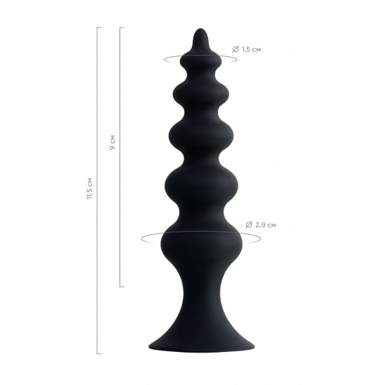 Черная анальная ёлочка Indi - 11,5 см.