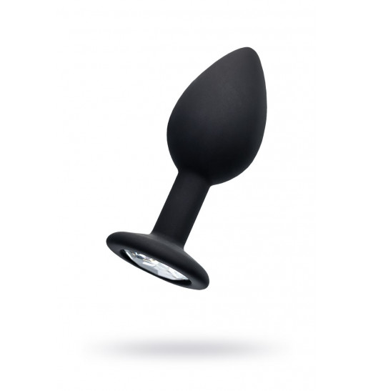 Черная анальная втулка с прозрачным стразом - 7,2 см. Черная анальная втулка с прозрачным стразом - 7,2 см.