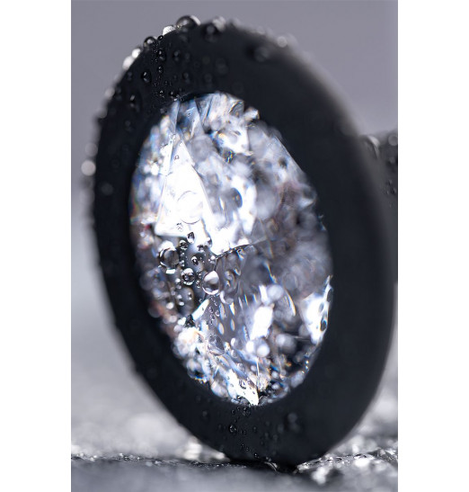 Черная анальная втулка с прозрачным стразом - 7,2 см. Черная анальная втулка с прозрачным стразом - 7,2 см.