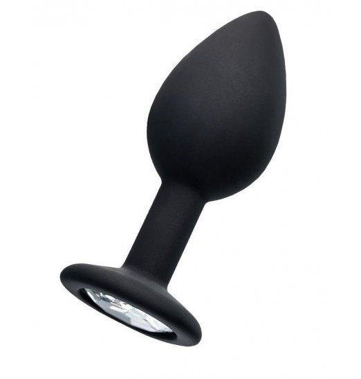 Черная анальная втулка с прозрачным стразом - 7,2 см. Черная анальная втулка с прозрачным стразом - 7,2 см.