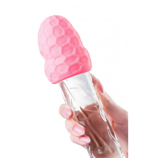 Розовый рельефный мастурбатор Flaff