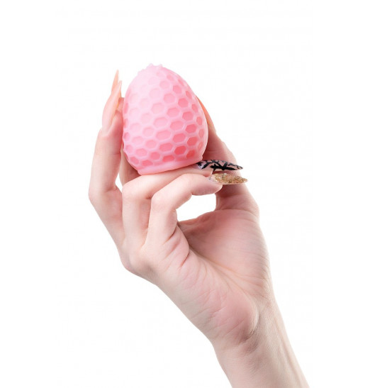 Розовый рельефный мастурбатор Pufl