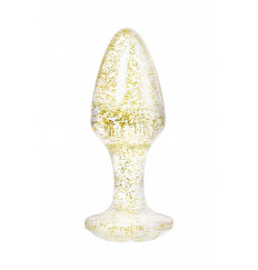 Золотистая акриловая анальная втулка - 8 см.