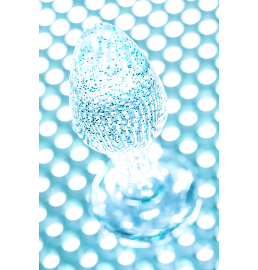 Голубая акриловая анальная втулка - 8 см.