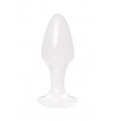 Белая акриловая анальная втулка - 9,5 см.